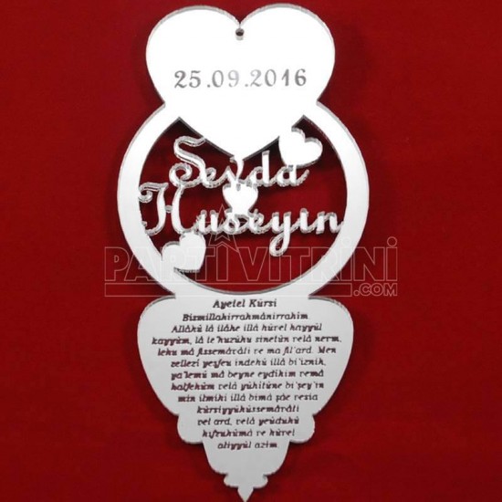 Kalpli İsim Ve Ayetel Kürsi Yazılı Nar Pleksi Ayna Dikiz Ayna Süsü