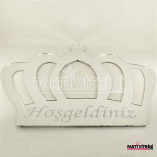 Kapı Süsü Pleksi Ayna İsim Yazılabilen Kral-Kraliçe Tacı