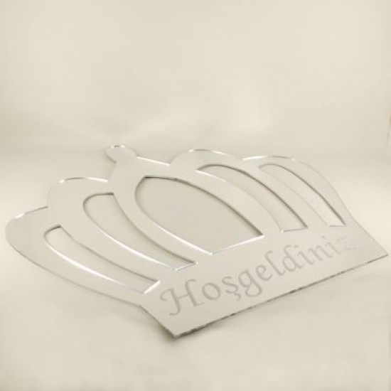 Kapı Süsü Pleksi Ayna İsim Yazılabilen Kral-Kraliçe Tacı