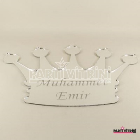 Kapı Süsü Pleksi Ayna İsim Yazılabilen Kraliçe Tacı
