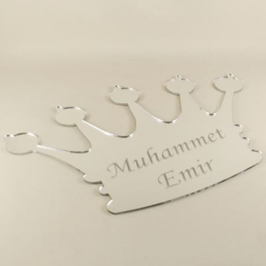 Kapı Süsü Pleksi Ayna İsim Yazılabilen Kraliçe Tacı