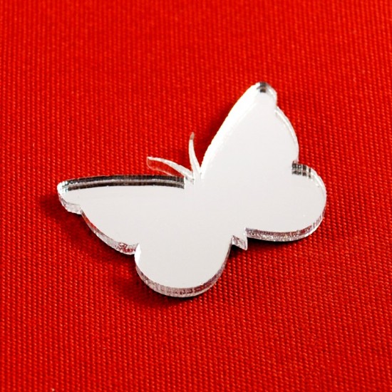 Kelebek İsim Yazılabilen Gümüş Renk Pleksi Ayna