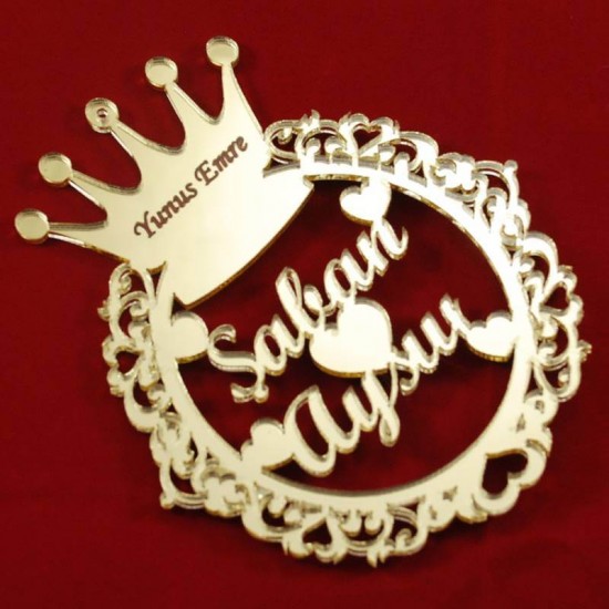 Kral Taçlı Ve İsim Yazılı Pleksi Ayna Dikiz Ayna Süsü