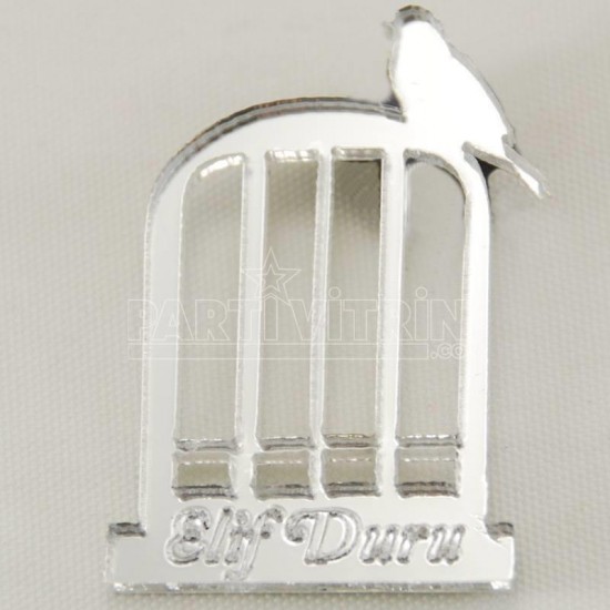 Kuş Kafesi Figürlü İsim Yazılan Pleksi Ayna