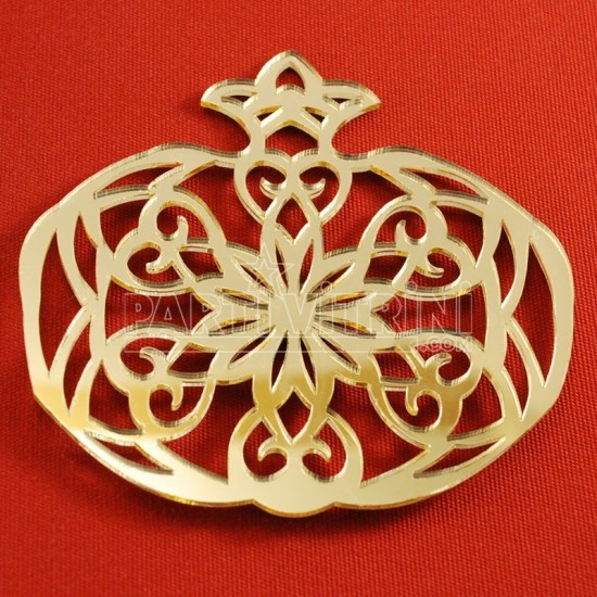 Nar Şeklinde Oyma Desenli Gold Renk Pleksi Ayna