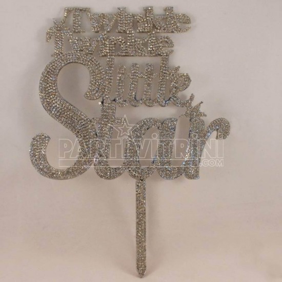 İsimli Parlak Taş Kaplanmış Ayna Pasta Süsü