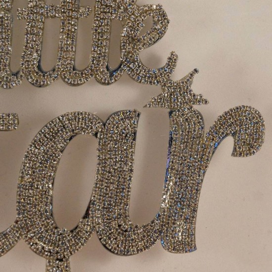 İsimli Parlak Taş Kaplanmış Ayna Pasta Süsü