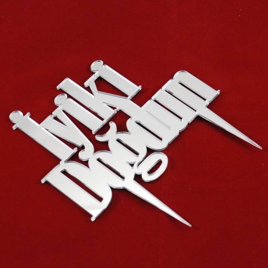 İyiki Doğdun Gümüş Renk Pleksi Ayna Pasta Süsü 12.5 Cm