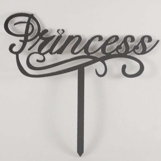 Princess Yazılı Pleksi Ayna Pasta Süsü
