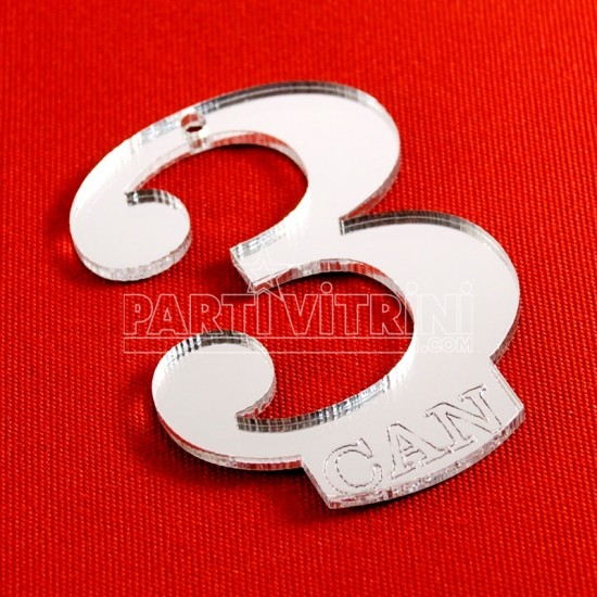 Rakam Şeklinde İsim Yazılan Anahtarlık Pleksi Ayna