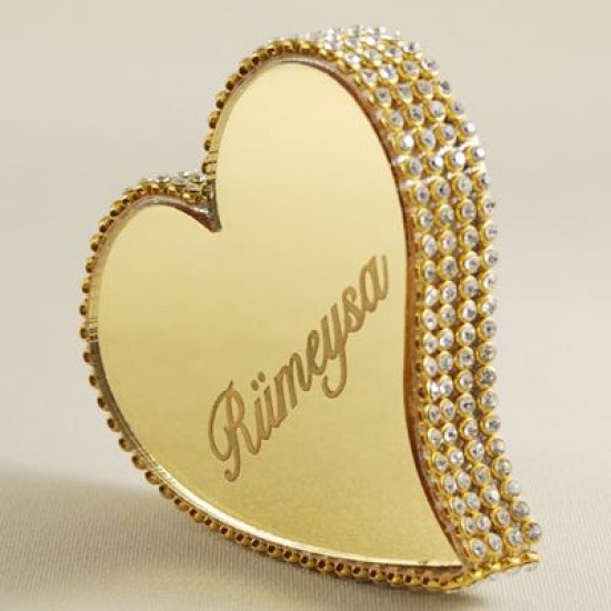 Yüzük Yükseltici Kalp Taşlı Altın Renk İsimli 2 Adet