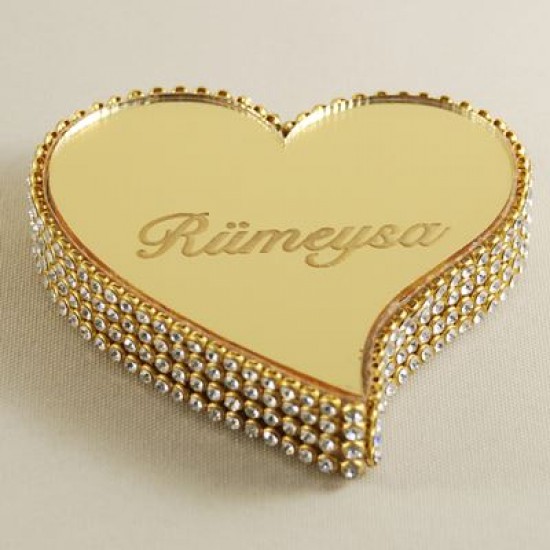 Yüzük Yükseltici Kalp Taşlı Altın Renk İsimli 2 Adet