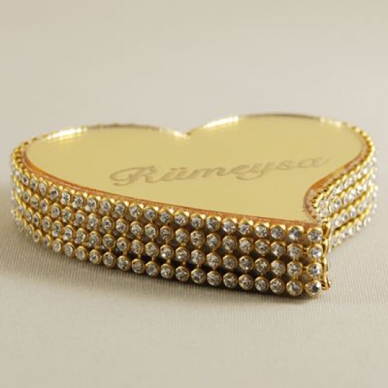 Yüzük Yükseltici Kalp Taşlı Altın Renk İsimli 2 Adet