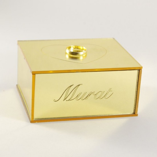 Yüzük Yükseltici Kare Altın (Gold)-Gümüş Renk Pleksi Ayna İsimli 2 Adet