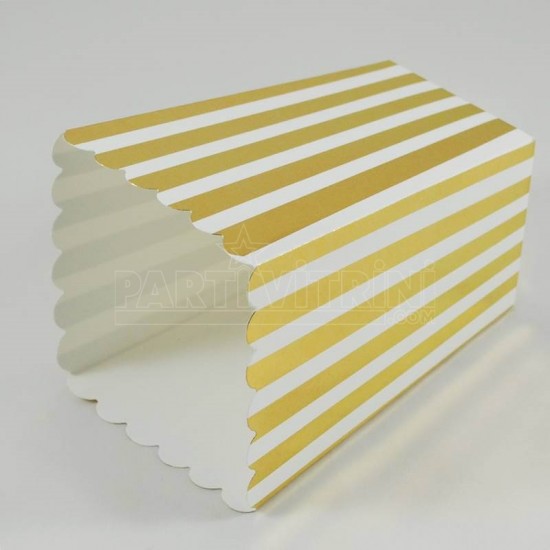 Gold Çizgili Popcorn Kovası 12 Adet Parti Malzemeleri