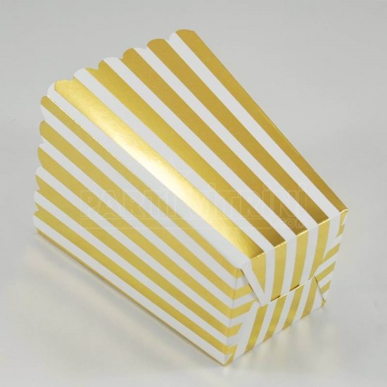 Gold Çizgili Popcorn Kovası 12 Adet Parti Malzemeleri