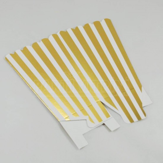 Gold Çizgili Popcorn Kovası 12 Adet Parti Malzemeleri