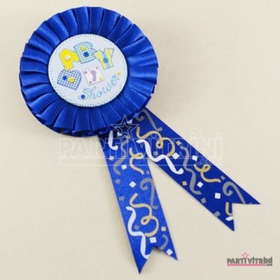 Baby Shower Mavi Saten Kumaş Parti Rozeti