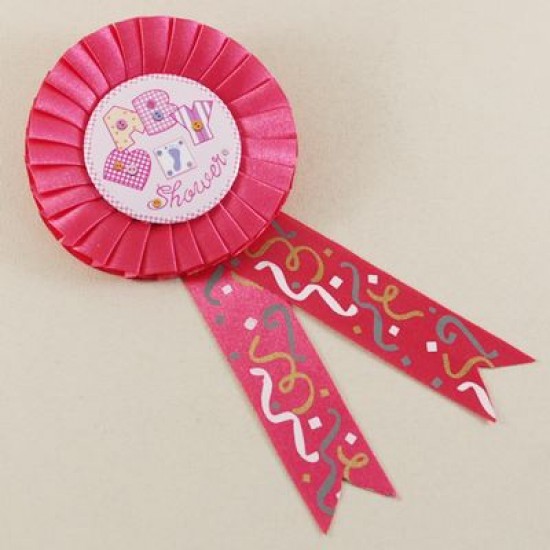 Baby Shower Pembe Saten Kumaş Parti Rozeti