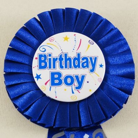 Birthday Boy Mavi Saten Kumaş Parti Rozeti