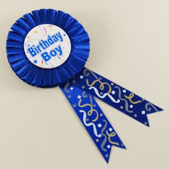 Birthday Boy Mavi Saten Kumaş Parti Rozeti