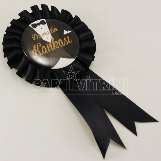 Damadın Kankası Siyah Saten Kumaş Parti Rozeti