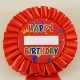 Happy Birthday Kırmızı Saten Kumaş Parti Rozeti
