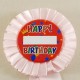 Happy Birthday Toz Pembe Saten Kumaş Parti Rozeti