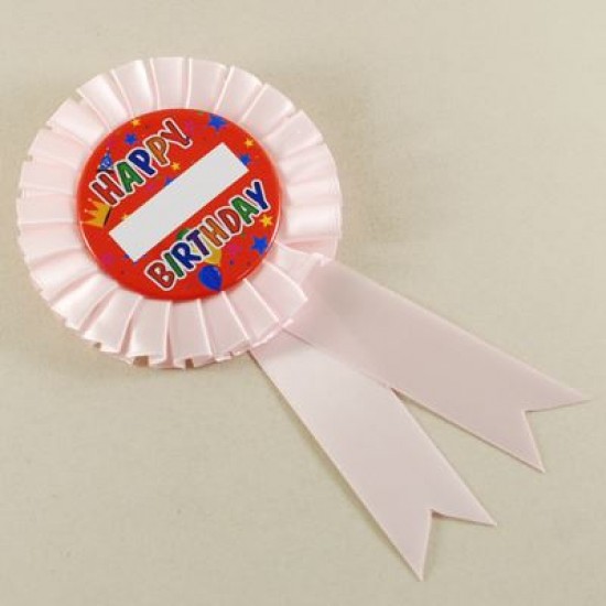 Happy Birthday Toz Pembe Saten Kumaş Parti Rozeti