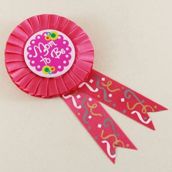 Mom To Be Pembe Saten Kumaş Parti Rozeti