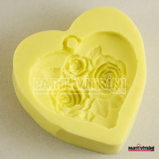 Kalp İçinde Güller Figürlü Silikon Kokulu Taş Ve Sabun Kalıbı