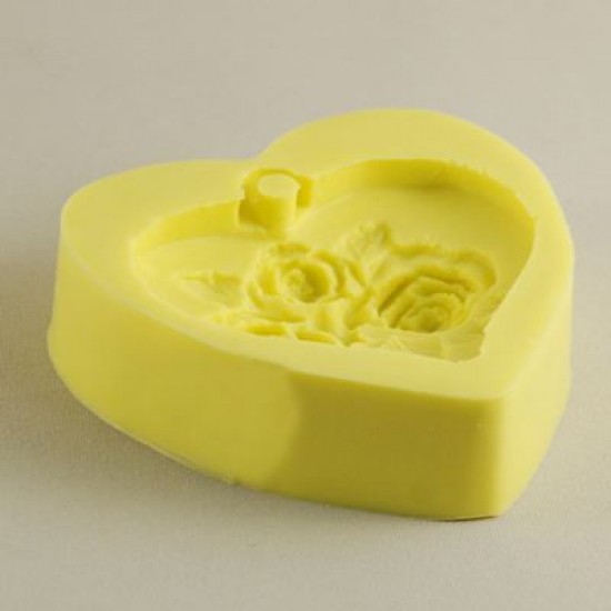 Kalp İçinde Güller Figürlü Silikon Kokulu Taş Ve Sabun Kalıbı