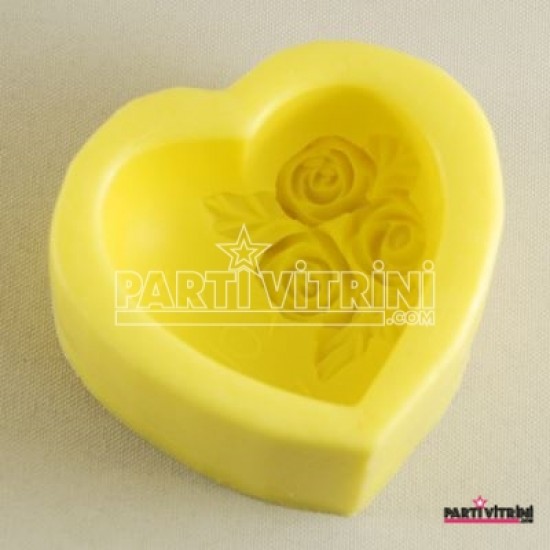 Kalp Üzerinde Gül Ve I Love U Figürlü Silikon Kokulu Taş Ve Sabun Kalıbı