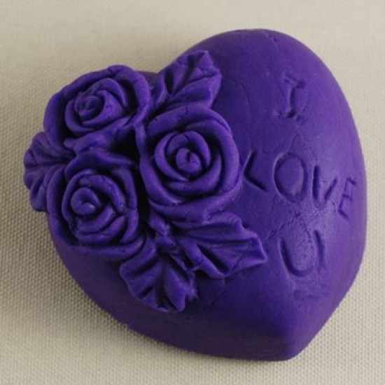 Kalp Üzerinde Gül Ve I Love U Figürlü Silikon Kokulu Taş Ve Sabun Kalıbı