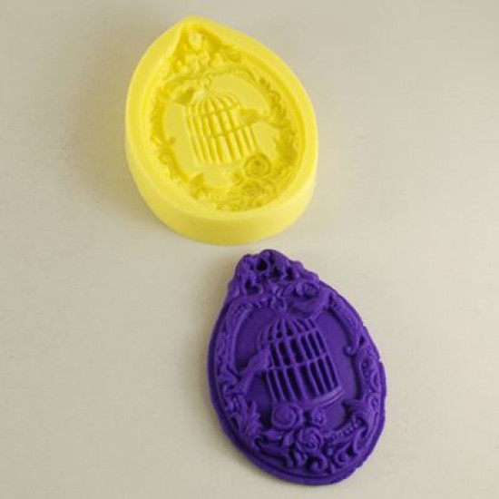 Kuş Kafesli Ve Çevresi Çiçek Figürlü Silikon Kokulu Taş Ve Sabun Kalıbı