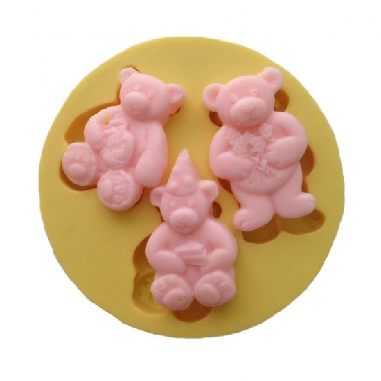 Üçlü Ayıcık Silikon Kokulu Taş Ve Sabun Kalıbı