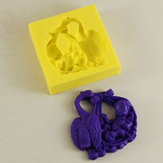 Leylek Ağzındaki Bebek Figürlü Silikon Kokulu Taş Ve Sabun Kalıbı