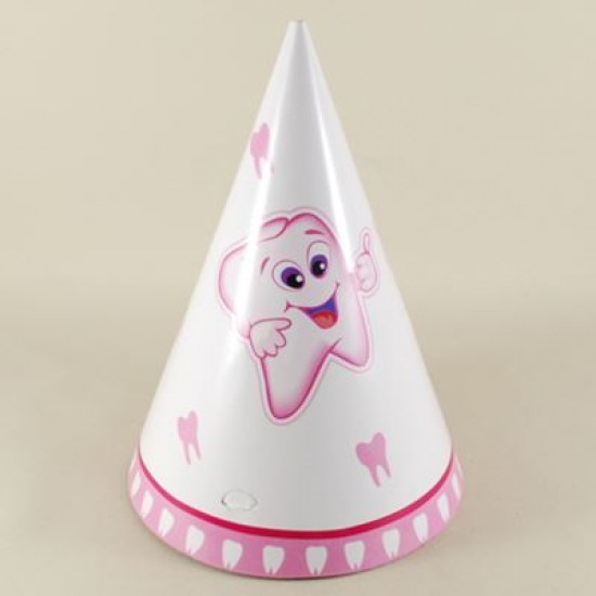 Diş Resimli Pembe Mini Boy Karton Şapka 6 Adet