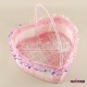 Kalp Hasır Sepet Pembe Renk Orta Boy 12X12X5.5 Cm