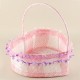 Kalp Hasır Sepet Pembe Renk Orta Boy 12X12X5.5 Cm