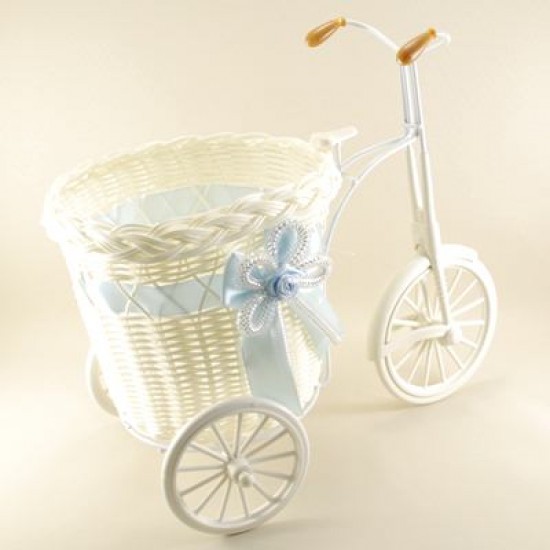 Bebek Şekeri İçin Mavi Hasır Sepetli Bisiklet 30x28x15 Cm
