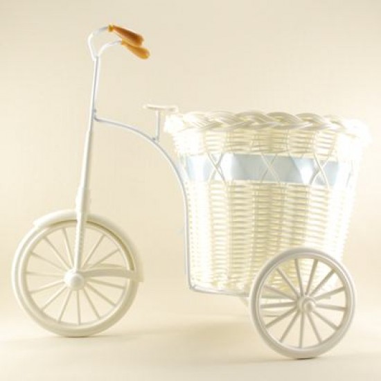Bebek Şekeri İçin Mavi Hasır Sepetli Bisiklet 30x28x15 Cm