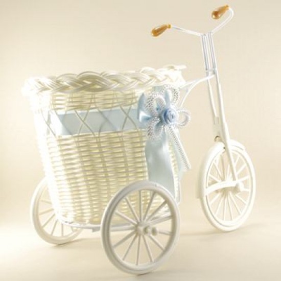 Bebek Şekeri İçin Mavi Hasır Sepetli Bisiklet 30x28x15 Cm