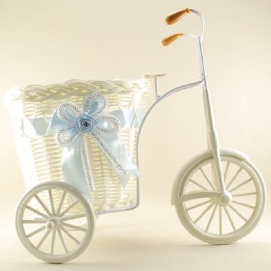 Bebek Şekeri İçin Mavi Hasır Sepetli Bisiklet 30x28x15 Cm