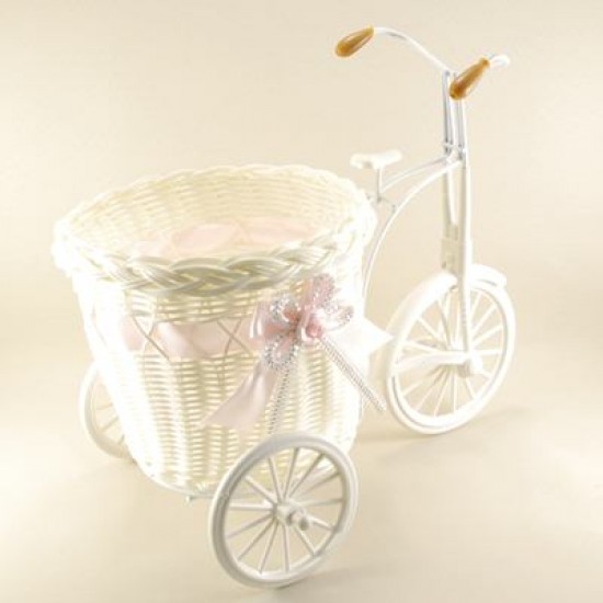 Bebek Şekeri İçin Pembe Hasır Sepetli Bisiklet 30x28x15 Cm