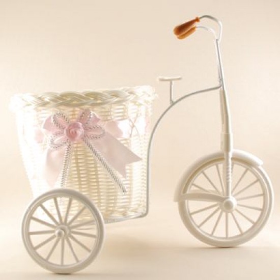 Bebek Şekeri İçin Pembe Hasır Sepetli Bisiklet 30x28x15 Cm