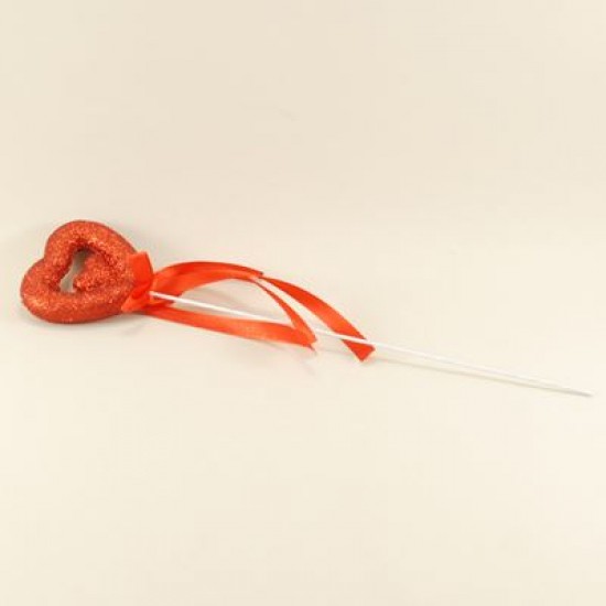 Kalp İçinde Kalp Kırmızı Simli Çubuk 24X5 Cm 12 Adet