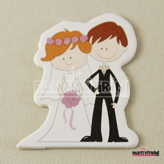 Gelin Damat Sim Süslü Ahşap Çıkartma Nikah Şekeri Süsü 20 Adet