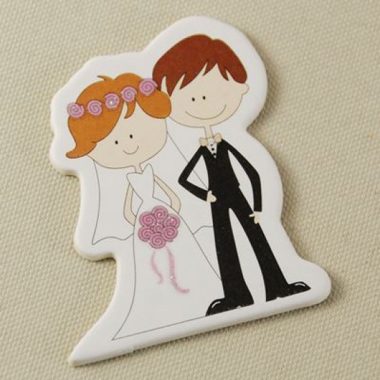 Gelin Damat Sim Süslü Ahşap Çıkartma Nikah Şekeri Süsü 20 Adet