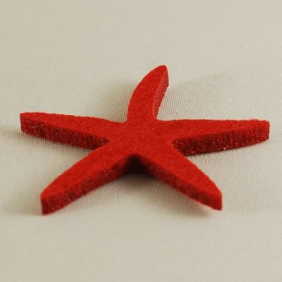 Keçe Kırmızı Deniz Yıldızı 6 cm X 6 cm 5 Adet